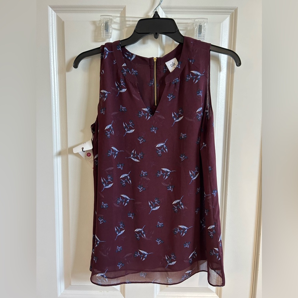 NWT Cabi burgundy bouquet blouse size M "Typically Trafalgar"